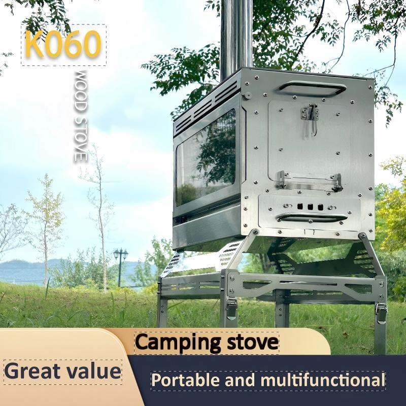 Outdoor Camping Stainless Steel Wood-Burning Stove Portable Multi-Functional Heater for Camping and Tents