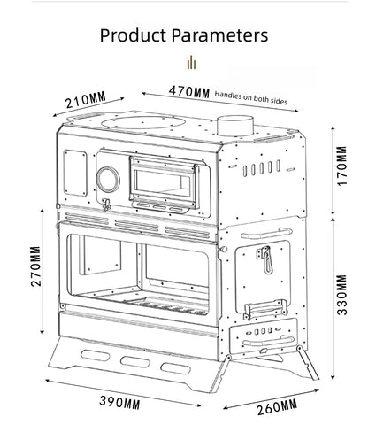 Outdoor Camping Stainless Steel Wood-Burning Stove Portable Multi-Functional Heater for Camping and Tents