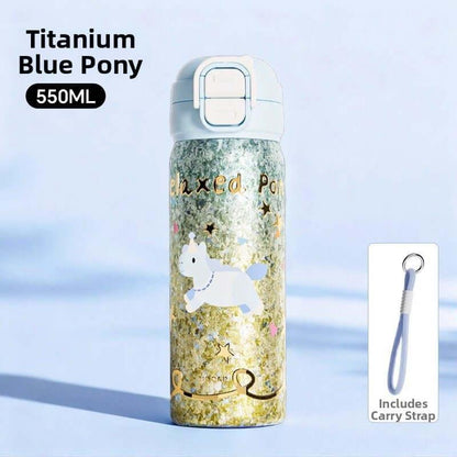 Pure Titanium Insulated Straw Cup for Students | School Water Bottle 18.6 oz