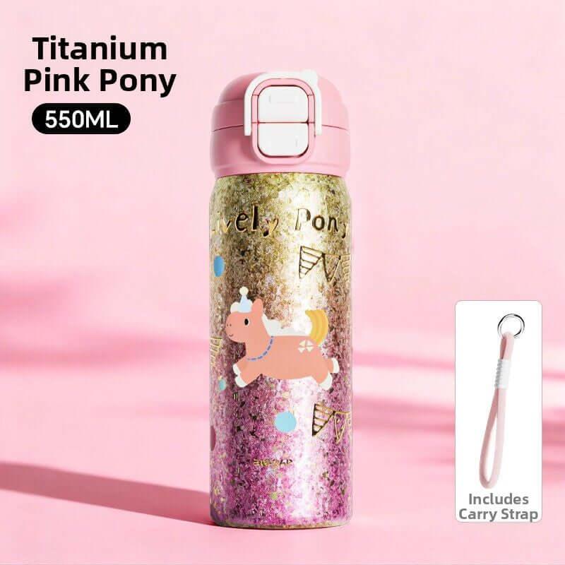 Pure Titanium Insulated Straw Cup for Students | School Water Bottle 18.6 oz