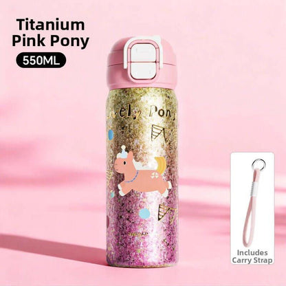 Pure Titanium Insulated Straw Cup for Students | School Water Bottle 18.6 oz