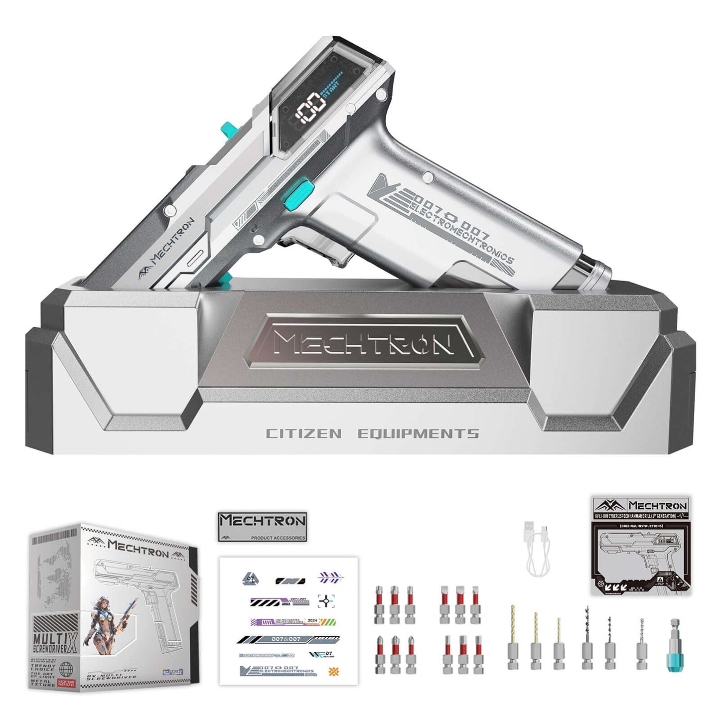 【Cyber Gift】Mecha Universe Esports Desk for Guys: Trendy Gift with AI Smart Drill for Screw Removal and Hole Drilling