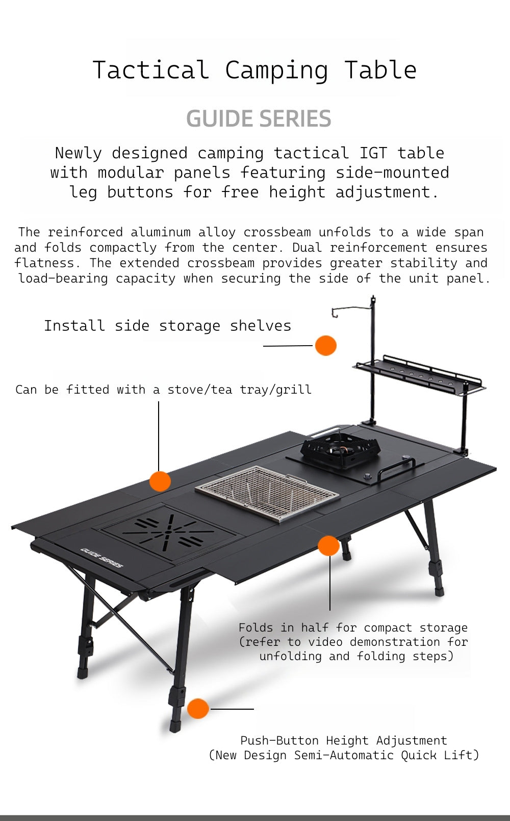 New GuideSeries Outdoor Camping Aluminum Alloy IGT5 Unit Folding Table Semi-Automatic BL028 Table