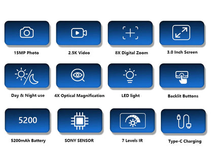 2025 New Hit High-Definition Photo & Video Binoculars for Birdwatching Portable Outdoor Low-Light Full-Color Night Vision Device