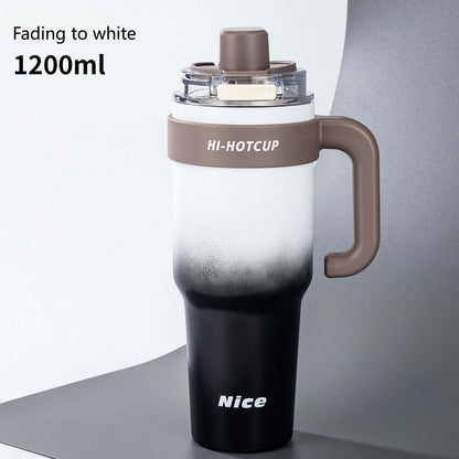 Giant Insulated Ice King Cup Large-Capacity Insulated Mug for Men Ceramic Liner with Straw Car-Mounted Water Cup