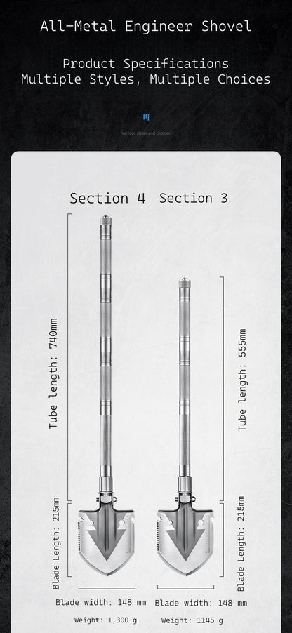 New Outdoor Folding Multi-Functional Military Shovel for Vehicles - Manganese Steel Chinese Shovel for Fishing and Camping