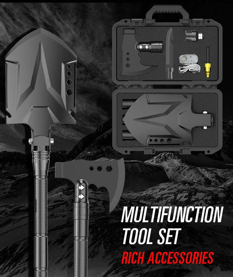 2025 New Model Outdoor Engineer Shovel Axe Hammer Headlamp Set - Multi-Functional Folding Survival Tool