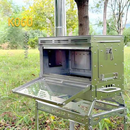 Outdoor Camping Stainless Steel Wood-Burning Stove Portable Multi-Functional Heater for Camping and Tents