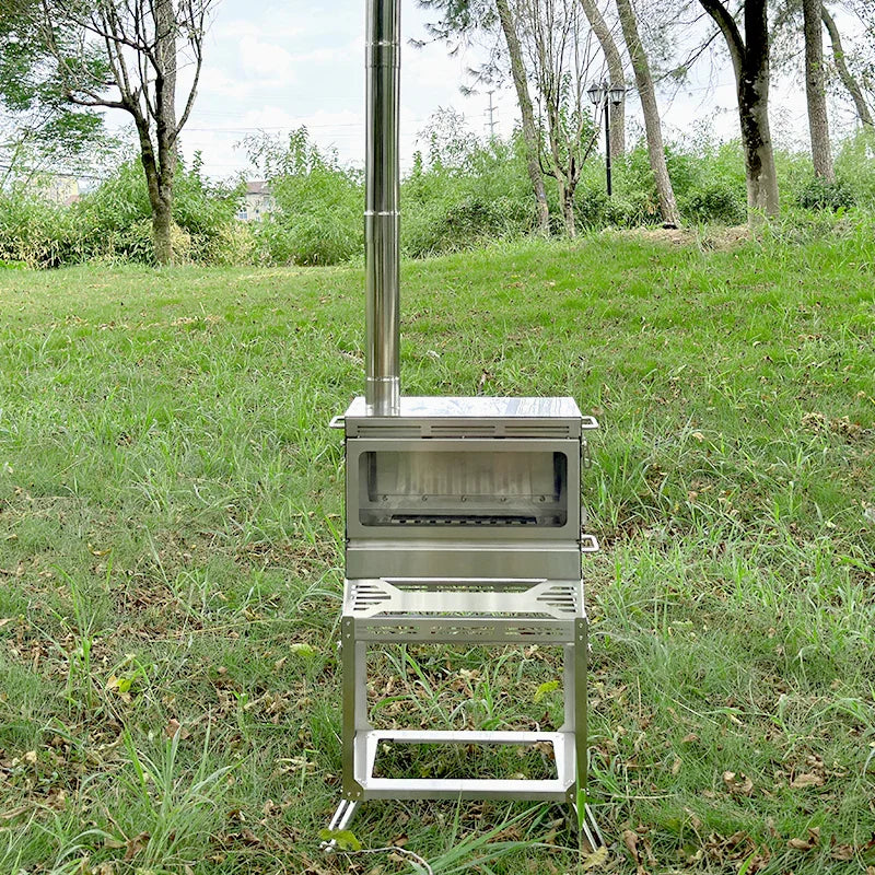 Outdoor Camping Stainless Steel Wood-Burning Stove Portable Multi-Functional Heater for Camping and Tents