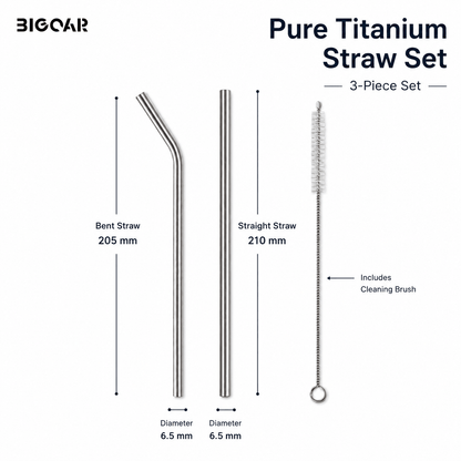 Pure Titanium Straw Set with Cleaning Brush