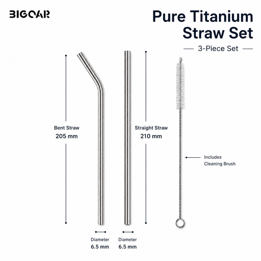 Pure Titanium Straw Set with Cleaning Brush