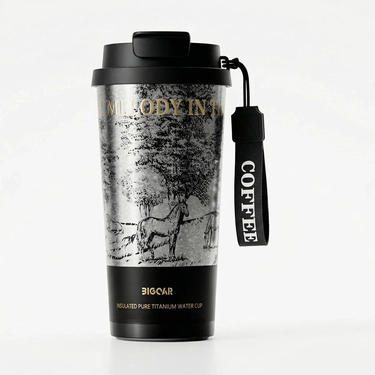 GearMoor Year of Horse Titanium Tumbler | Dark Horse Forest Collector's Cold Cup | 17.6 oz