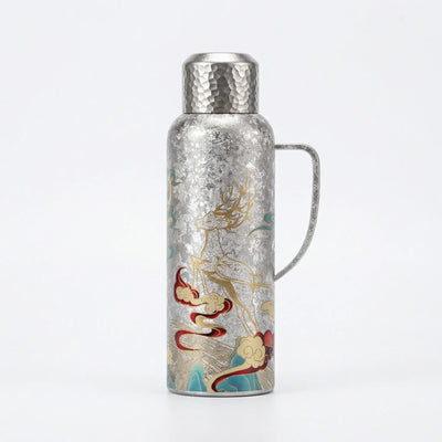 GearMoor Titanium Water Bottle Vacuum Insulated – White background product shot, 25.4oz 750ml, food-grade TA1 titanium, BPA-free
