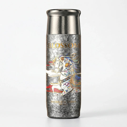 GearMoor Pure Titanium Tumbler Limited Edition – White background product shot, 14.5oz, limited edition design, food-grade TA1 titanium
