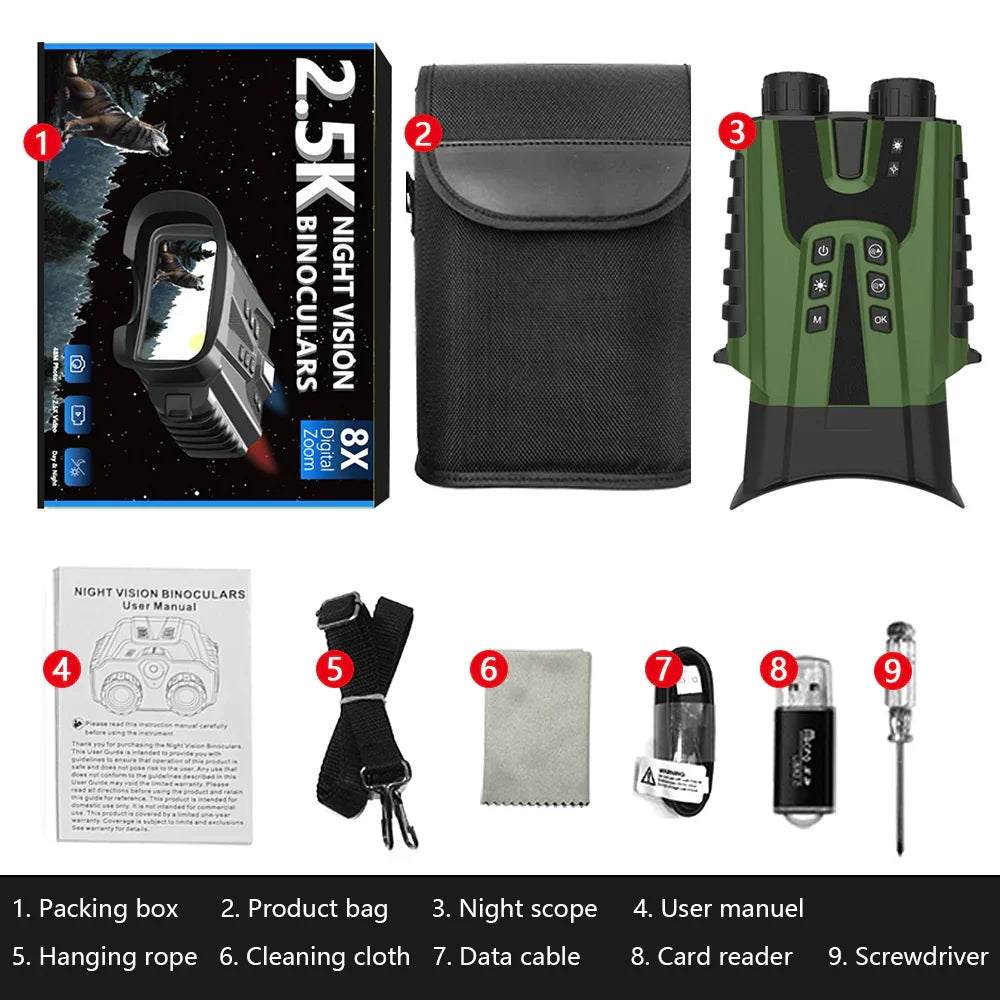 2025 New Hit High-Definition Photo & Video Binoculars for Birdwatching Portable Outdoor Low-Light Full-Color Night Vision Device