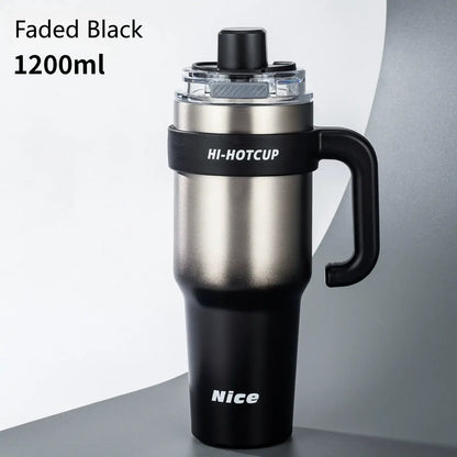 Giant Insulated Ice King Cup Large-Capacity Insulated Mug for Men Ceramic Liner with Straw Car-Mounted Water Cup