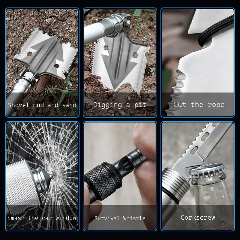 New Outdoor Folding Multi-Functional Military Shovel for Vehicles - Manganese Steel Chinese Shovel for Fishing and Camping