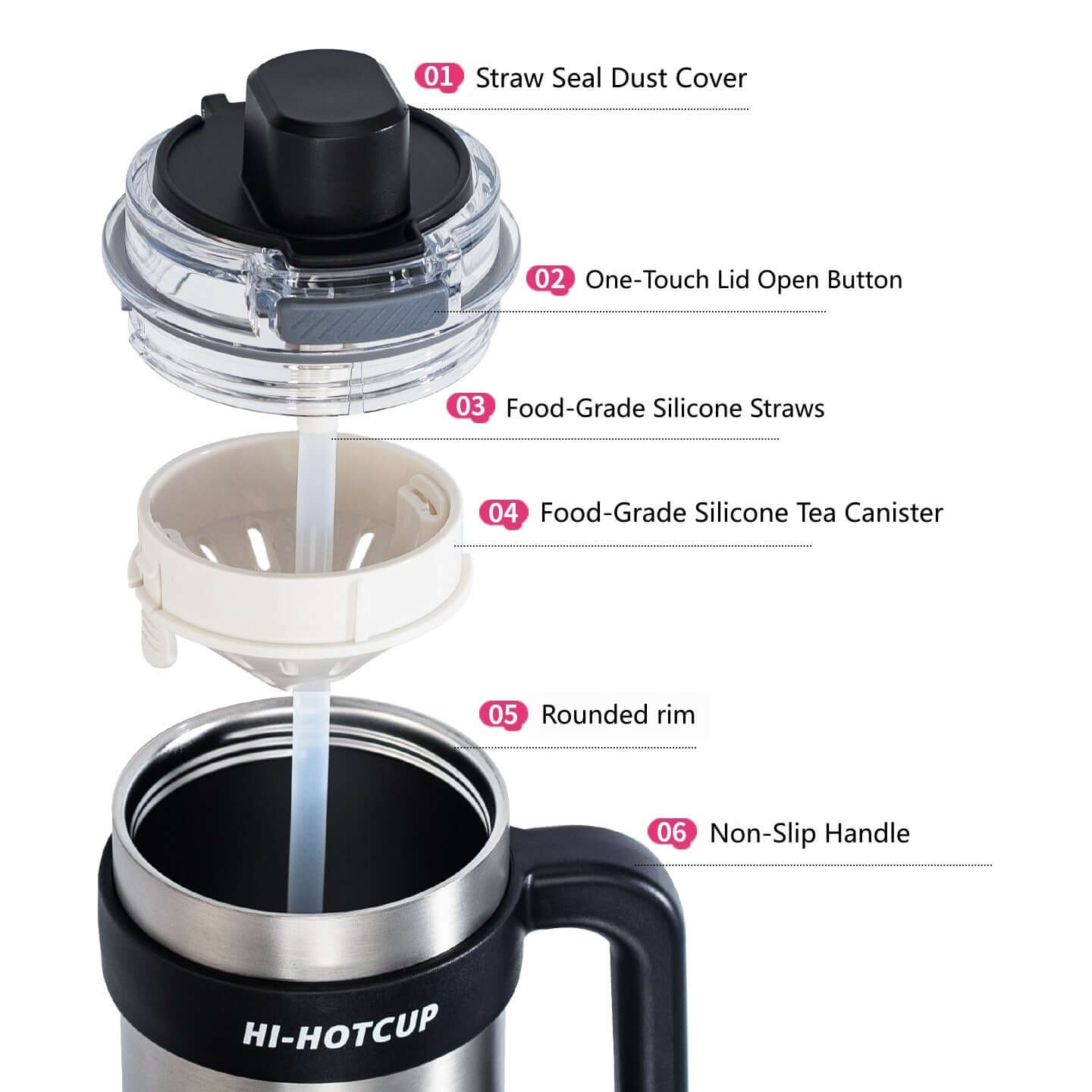 Giant Insulated Ice King Cup Large-Capacity Insulated Mug for Men Ceramic Liner with Straw Car-Mounted Water Cup