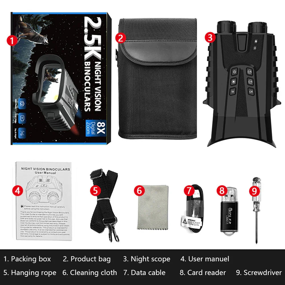 2025 New Hit High-Definition Photo & Video Binoculars for Birdwatching Portable Outdoor Low-Light Full-Color Night Vision Device