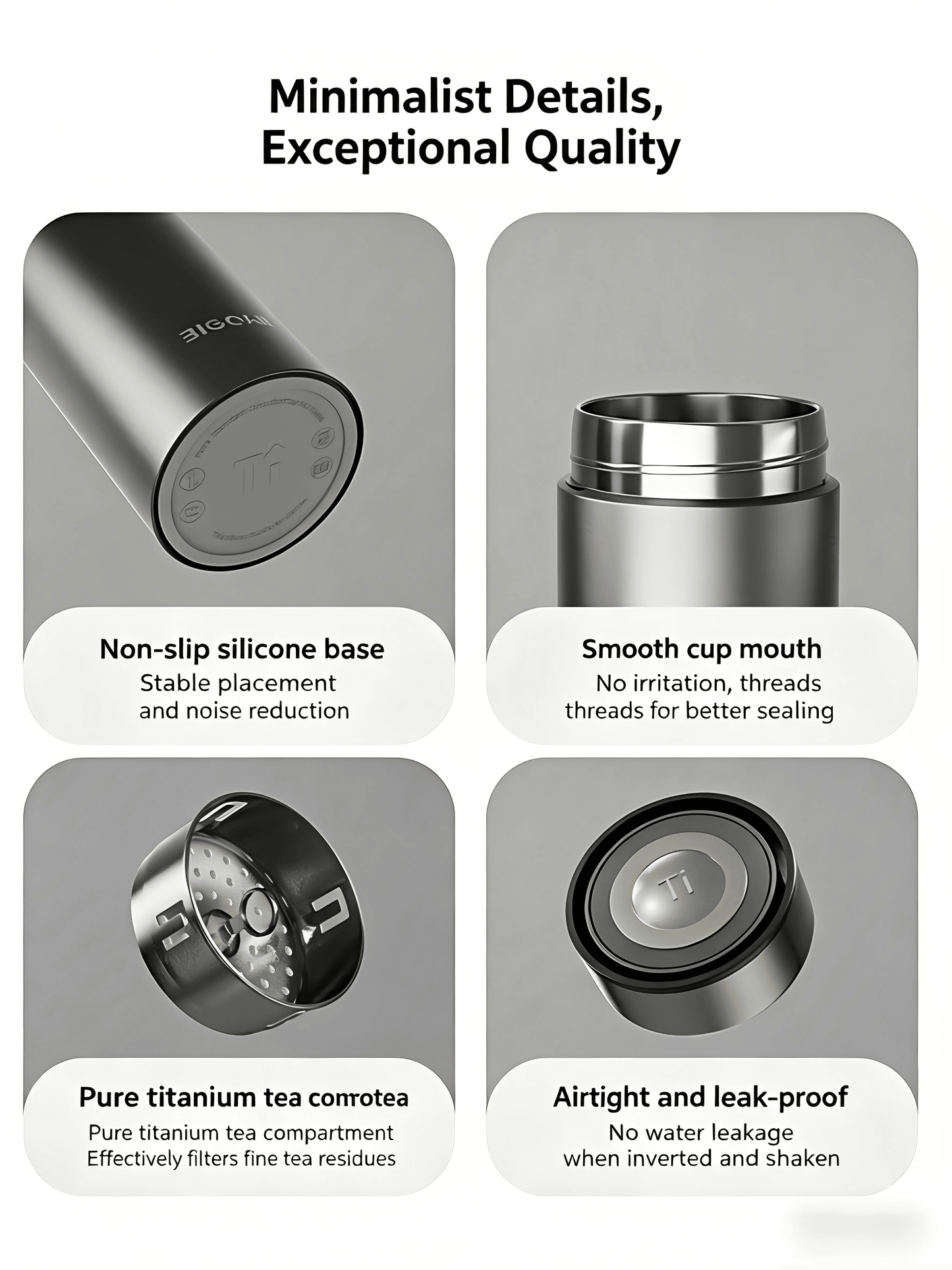 BigCar BC-6822 Titanium Cup with Screw-on Lid and Titanium Tea Strainer
