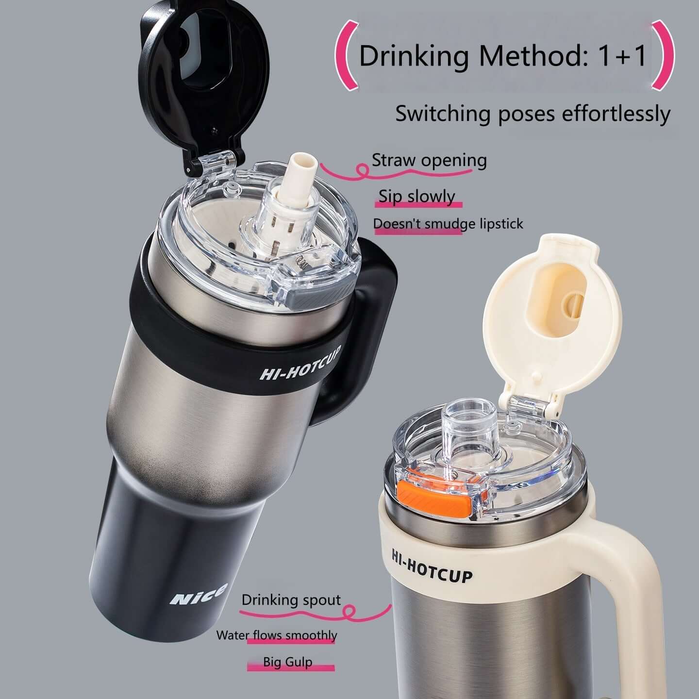 Giant Insulated Ice King Cup Large-Capacity Insulated Mug for Men Ceramic Liner with Straw Car-Mounted Water Cup