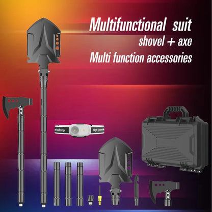 2025 New Model Outdoor Engineer Shovel Axe Hammer Headlamp Set - Multi-Functional Folding Survival Tool