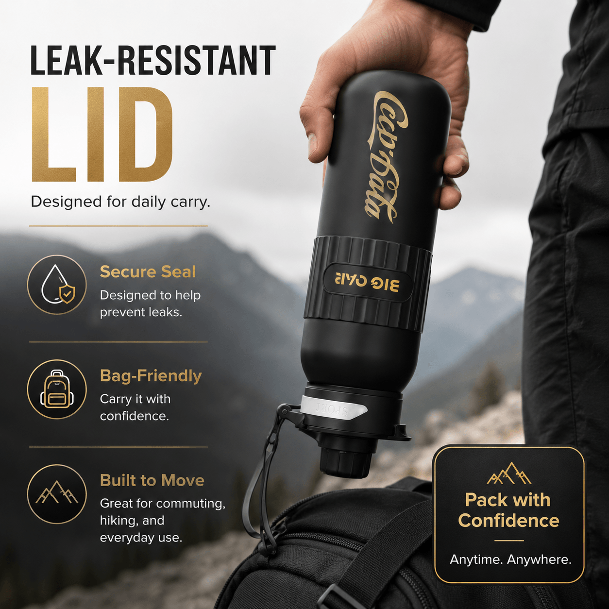 Pure Titanium Insulated Water Bottle 20.2 oz | Leakproof Travel Bottle