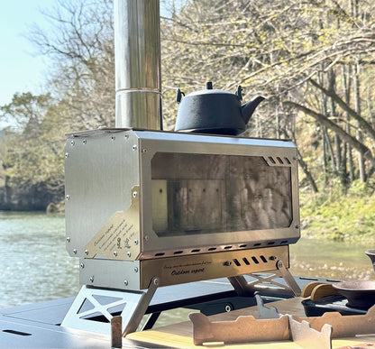 Camping Half-Unit Fire Pit Tent Stove Multi-Functional Wood-Burning Stove Winter Heating Stove