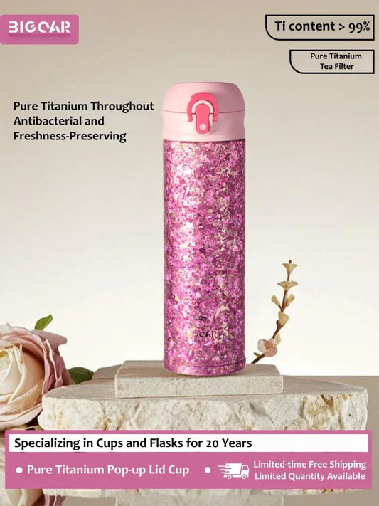 500ml pure titanium water bottle with antibacterial and freshness-preserving design