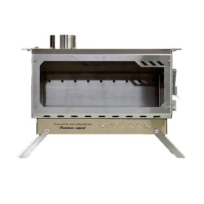 Camping Half-Unit Fire Pit Tent Stove Multi-Functional Wood-Burning Stove Winter Heating Stove