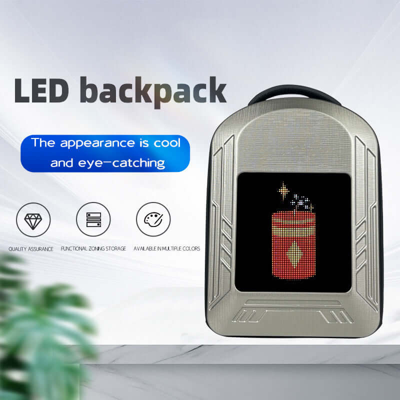 New LED Backpack with Bluetooth Transmitter - Full-Color Motorcycle Style Cycling Hiking Backpack for Men and Women - Smart Dual-Shoulder Bag DIY