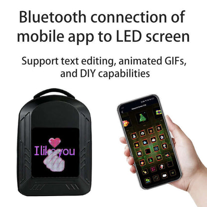 New LED Backpack with Bluetooth Transmitter - Full-Color Motorcycle Style Cycling Hiking Backpack for Men and Women - Smart Dual-Shoulder Bag DIY