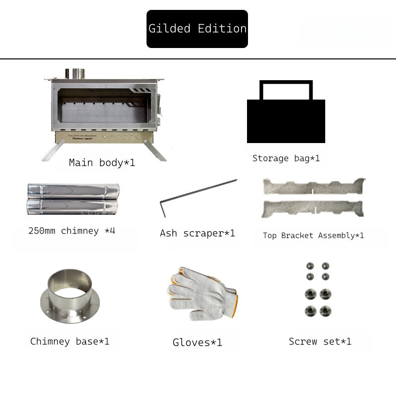 Camping Half-Unit Fire Pit Tent Stove Multi-Functional Wood-Burning Stove Winter Heating Stove