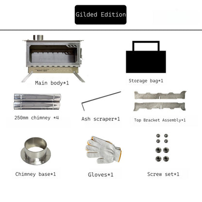 Camping Half-Unit Fire Pit Tent Stove Multi-Functional Wood-Burning Stove Winter Heating Stove