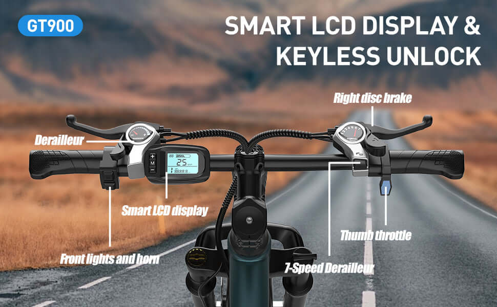 GT900 26"24" Electric Bike 748W(Peak) Motor, 36V 13AH Battery, Dual Suspension, Ideal for City and Trail Rides