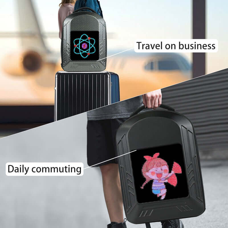 New LED Backpack with Bluetooth Transmitter - Full-Color Motorcycle Style Cycling Hiking Backpack for Men and Women - Smart Dual-Shoulder Bag DIY