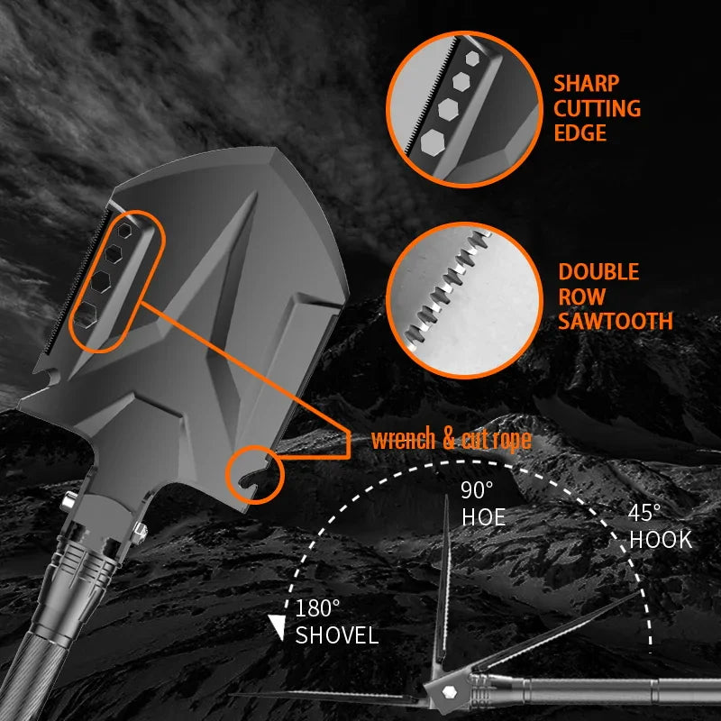 2025 New Model Outdoor Engineer Shovel Axe Hammer Headlamp Set - Multi-Functional Folding Survival Tool