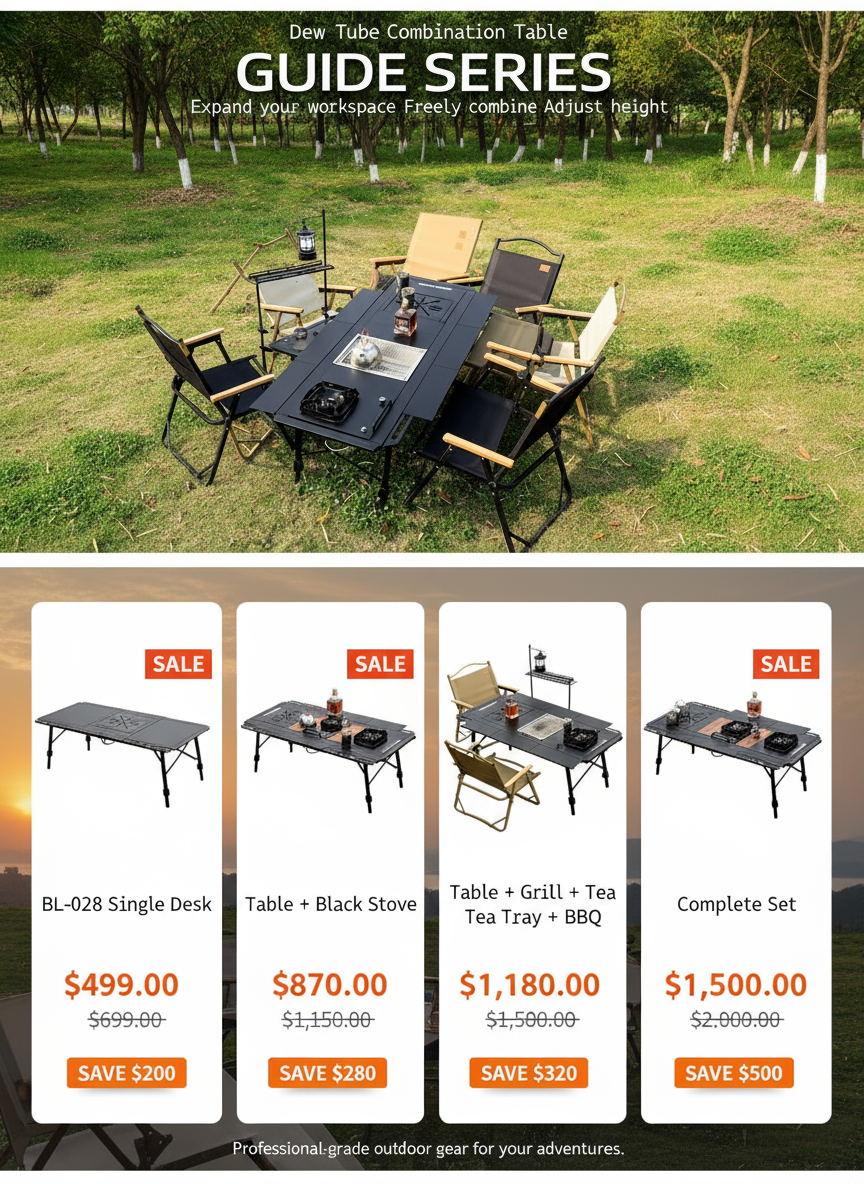 户外露营折叠桌促销海报