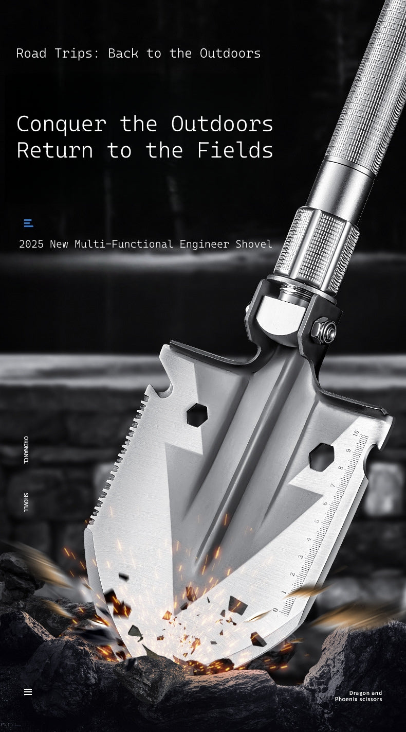 New Outdoor Folding Multi-Functional Military Shovel for Vehicles - Manganese Steel Chinese Shovel for Fishing and Camping