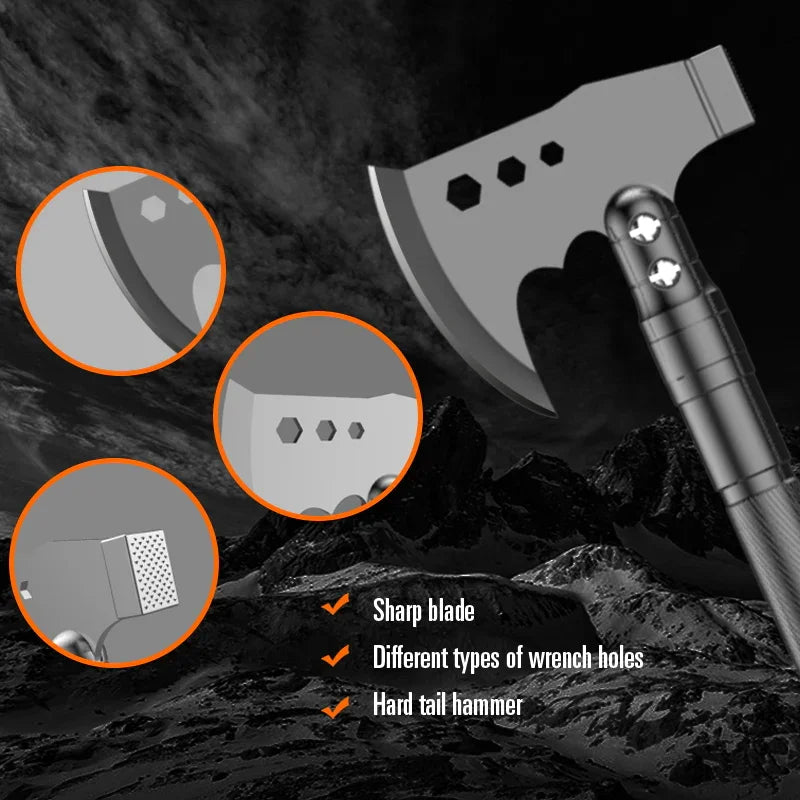 2025 New Model Outdoor Engineer Shovel Axe Hammer Headlamp Set - Multi-Functional Folding Survival Tool