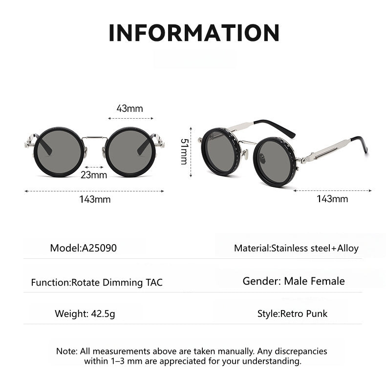 New Retro Punk Style ND9 Adjustable Neutral Density Sunglasses Fishing & Driving Filter Personalized Polarized Sunglasses