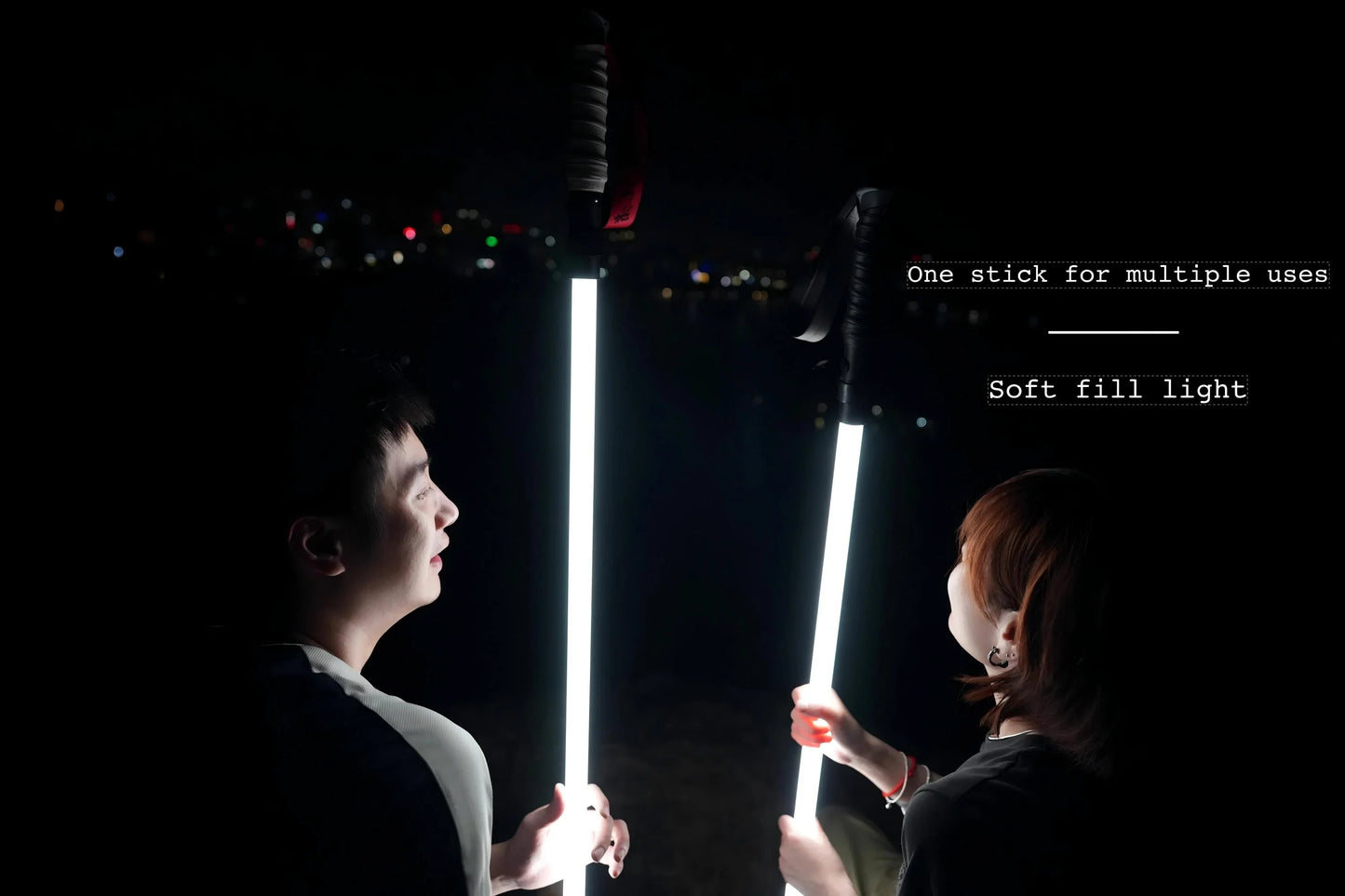 Luminous trekking pole professional night climbing equipment walking stick ultra-light lighting hiking convenient mountaineering