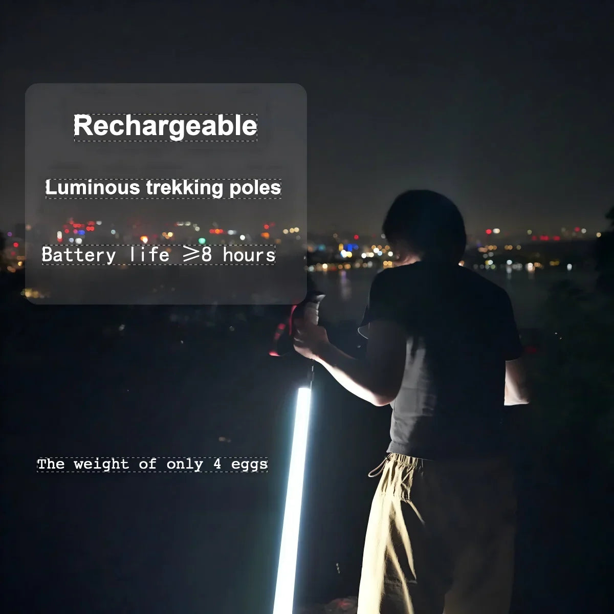 Luminous trekking pole professional night climbing equipment walking stick ultra-light lighting hiking convenient mountaineering
