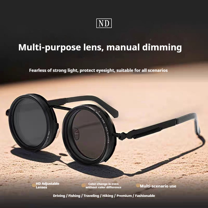 New Retro Punk Style ND9 Adjustable Neutral Density Sunglasses Fishing & Driving Filter Personalized Polarized Sunglasses