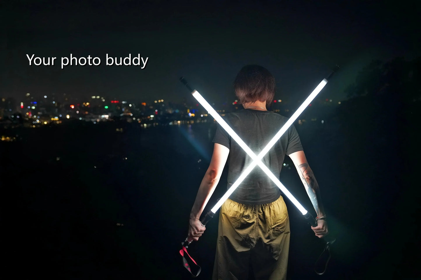 Luminous trekking pole professional night climbing equipment walking stick ultra-light lighting hiking convenient mountaineering