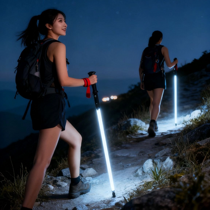 Luminous trekking pole professional night climbing equipment walking stick ultra-light lighting hiking convenient mountaineering