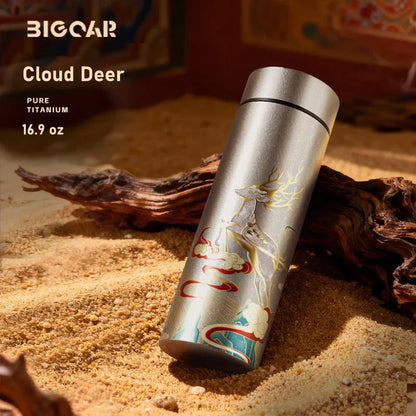 GearMoor Cloud Deer Titanium Tumbler | Insulated Cold Cup Tea Separator | 16.9 oz