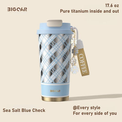 GearMoor Checkered Titanium Tumbler | Preppy Insulated Cold Cup for Women | 17.6 oz