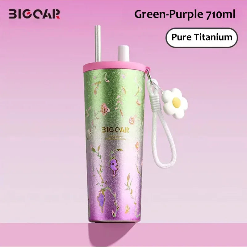 GearMoor Large Titanium Straw Tumbler | Vacuum Insulated | 24 oz