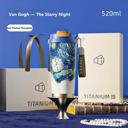 GearMoor Van Gogh Starry Night Titanium Tumbler | Insulated Cold Cup for Women | 17.6 oz